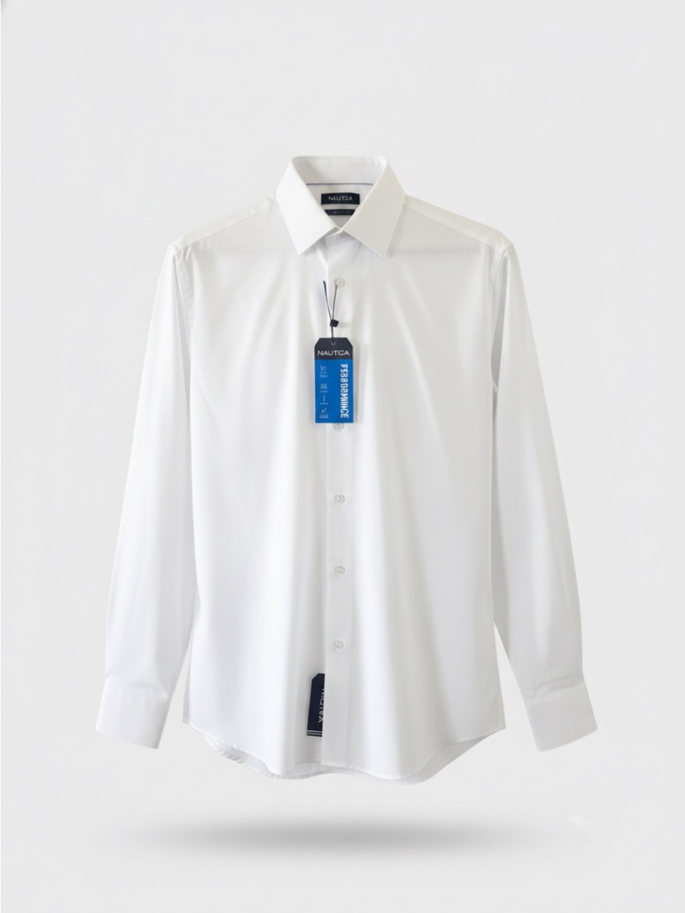Nautica White Long-Sleeve Dress Shirt - Point Collar